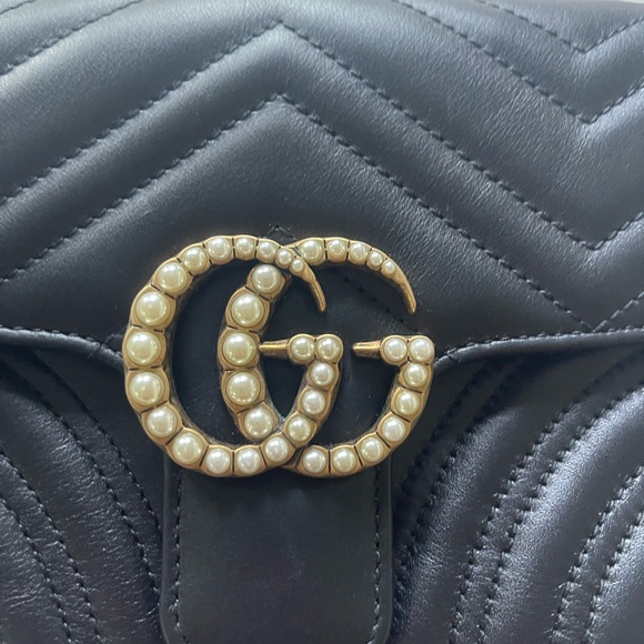 Pearly GG Marmont Flap Belt Bag Matelasse Leather - Picture 2 of 10